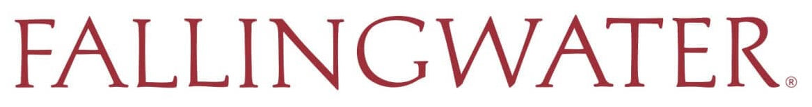 The word 'FALLINGWATER' appears in dark red serif lettering on a plain white background.